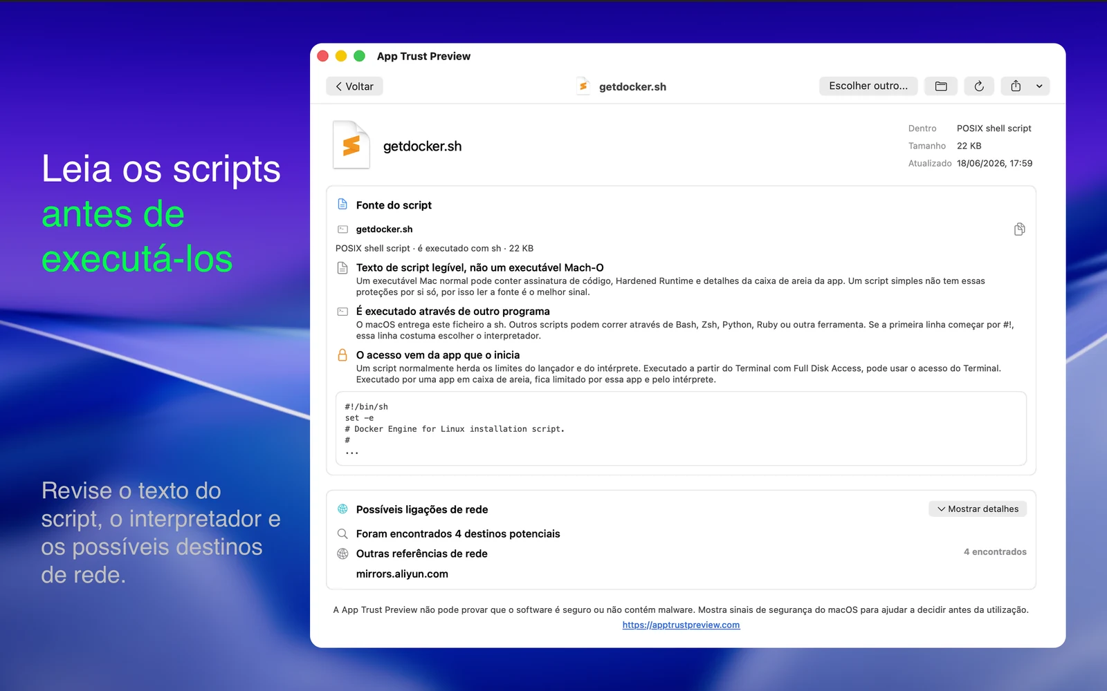 Capturas do App Trust Preview 5